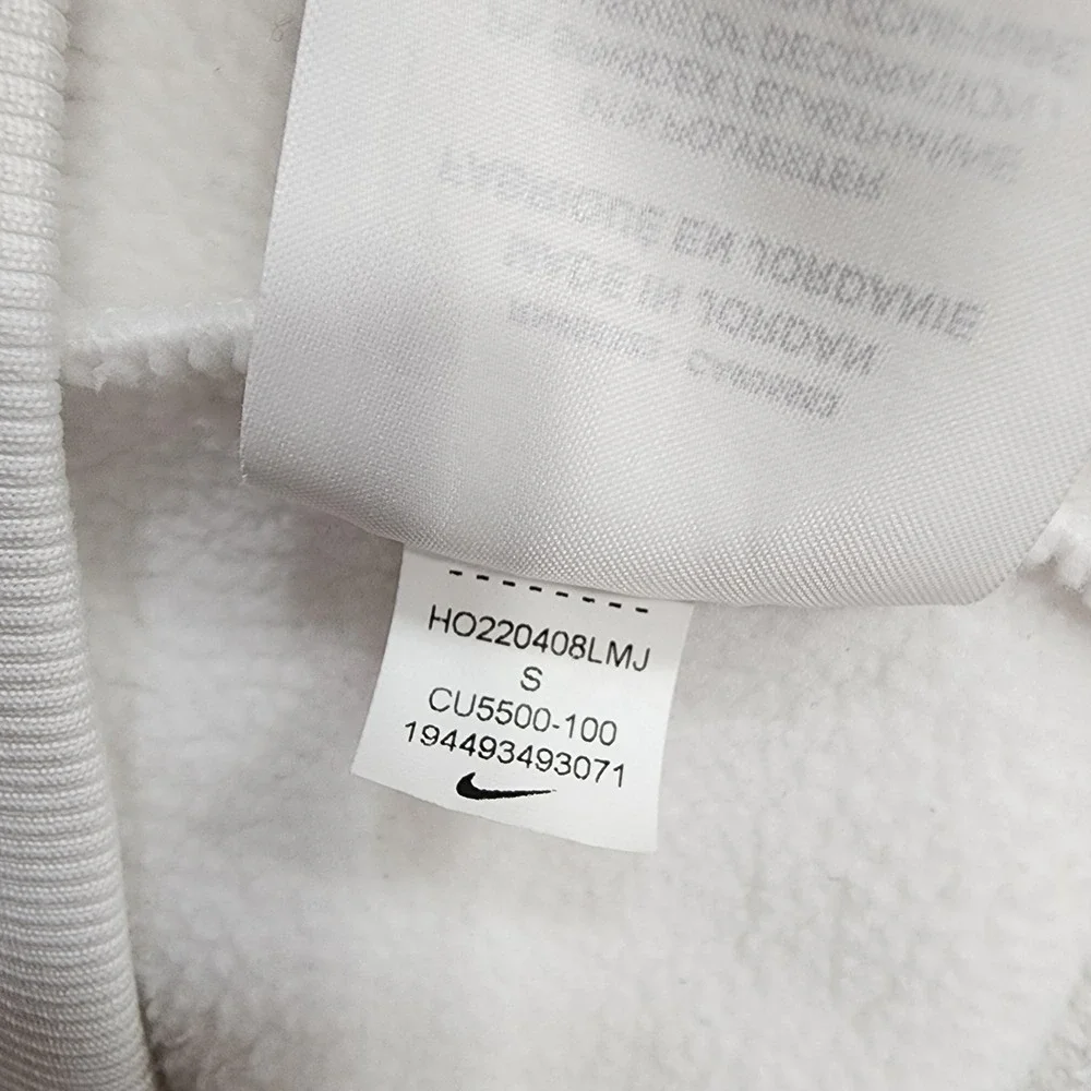 Nike Therma-FIT Hoodie Womens S White Fleece Pullover Training Sweatshirt Logo